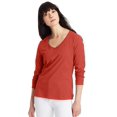 thumbnail image 1 of Hanes T-Shirt en Coton à Manches Longues Col en V pour Femmes, m, Argile Rouge Rivière, 1 of 1