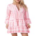 thumbnail image 1 of Robe Courte d'Été à Fleurs pour Femmes Boho Fluide Robes Courtes à Manches Longues Robe de Cocktail, 1 of 7