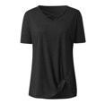 thumbnail image 3 of Birdeem Womens Fashion Solid V Neck Short Sleeve T-Shirt Blouse Loose Tops, 3 of 6