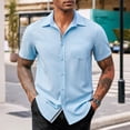 thumbnail image 2 of Birdeem Chemises pour Hommes Chemise Décontractée Unie à Manches Courtes Col Rabattu, 2 of 12