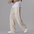 thumbnail image 4 of HXWCHs Pantalon en Lin à Cordon pour Homme Grande Taille Tenue Décontractée Beige TTG, 4 of 4