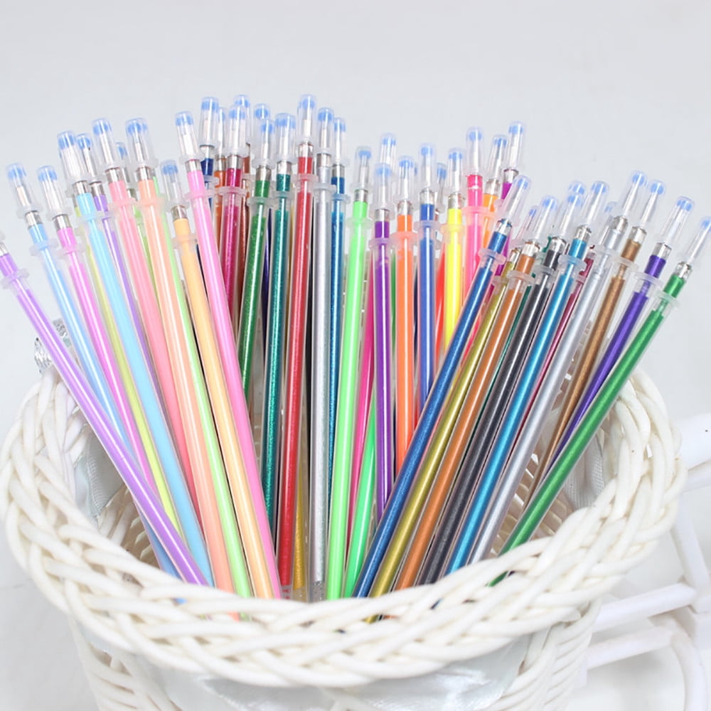 LSLJS 48pcs Gel Pens Gel Refills Rollerball Neon Glitter Pen Drawing Colors 60ml, Home Accessories