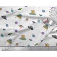 thumbnail image 2 of Soimoi Modal Satin Fabric Planet,Animal & Spaceship Cartoon Print Sewing Fabric Yard 42 Inch Wide, 2 of 3