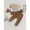thumbnail image 4 of Faithtur Toddler Boy Autumn Clothes Contrast Color Long Sleeve Hoodies Solid Color Pants 2Pcs Outfit, 4 of 9