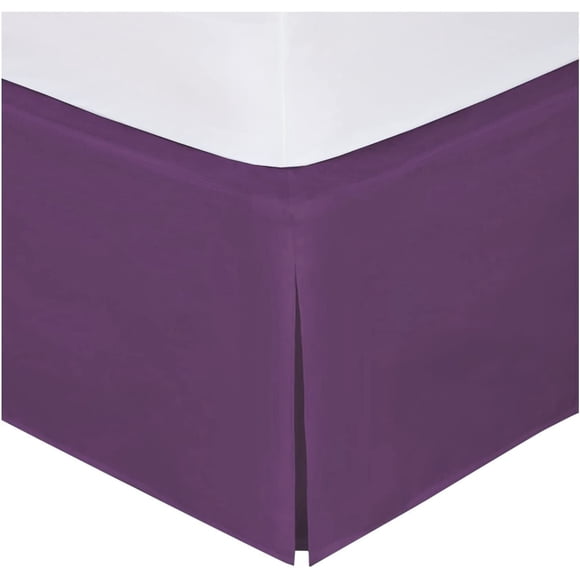 Jupe de Lit Violette Unie 100 pour Cent Coton Pur Super Douce Jupe de Lit 1 Pce avec Jupe de Lit de 10 Pouces Pouces 450TC (California Très Grand, Violet)