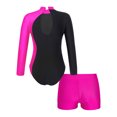 thumbnail image 2 of TiaoBug Girls 2Pcs Rhinestone Tracksuit Long Sleeve Gymnastics Dance Outfit Leotard with Shorts Unitard A04 14, 2 of 5