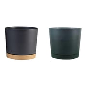 (2-Pack) Rinsvye 10" Pots indoor Plastic Creative Flower for indoor Plants Flower Pots with Holes Round Flower Pot Holder and Saucers Modern Planters Wall Flower Pot for indoor Succulents Flowers Ou