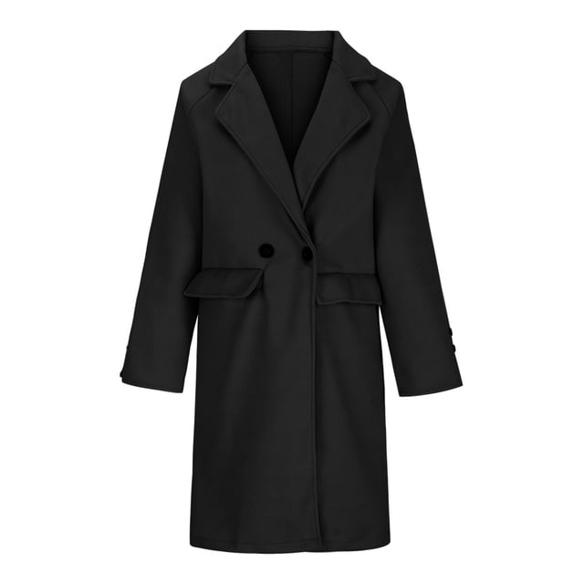 Yuyuzo Womens Coats Long Sleeve Overcoats Lapel Neck Open Front Button Tops Solid Color Winter Outwear