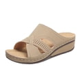 thumbnail image 1 of Penkiiy Womens Sandals Hollow Wedge Sandals Open Toe Orthopedic Arch Support Slip-on Slippers Perforated Backstrap Sandals Flower 41 Beige, 1 of 8