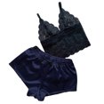 thumbnail image 2 of LSLJS Ensemble de Lingerie en Dentelle Satinée pour Femmes, Haut à Bretelles et Short, Pyjama Deux Pièces, 2 of 6