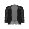 thumbnail image 3 of Women's Half Sleeve Ruffle Sheer Shrug Bolero Cardigan Summer Open Front Chiffon Blouses Tops Black L, 3 of 7