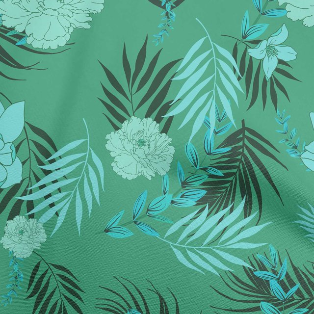 oneOone Rayon Sea Green Fabric Florals Craft Projects Decor Fabric Printed By The Yard 56 Inch Wide