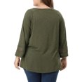 thumbnail image 3 of GRACE & GRANDEUR Hauts Décontractés Unis à Manches Raglan pour Femmes Grande Taille Vert 3X, 3 of 7