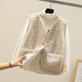 thumbnail image 2 of FAIWAD Womens Fleece Vest Fall Winter Warm Sleeveless Button Down Waistcoat Solid Color Loose Vest Coat, 2 of 7