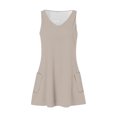 thumbnail image 3 of Timegard Robes pour Femmes Col en V Été Décontracté Robes T-Shirt Sortie de Plage Robe Débardeur avec Poches, 3 of 5