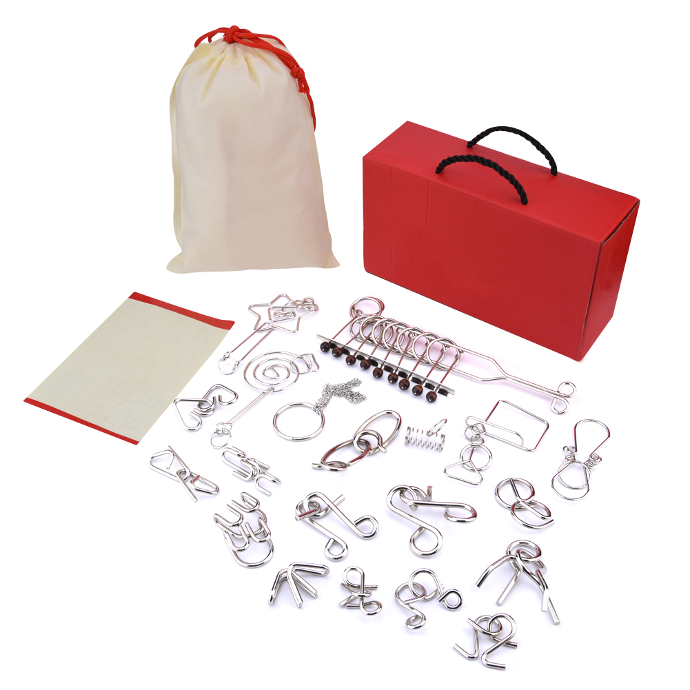 20pcs Metal Wire Puzzles Set IQ Puzzle Mind Brain Teasers Training Educational Toys Wire Puzzle