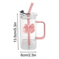 thumbnail image 3 of Chmadoxn Cups Transparent Square Glass Cup With Knot Handle And Straw For Coffee And Milk 400ml Water cup, 3 of 6