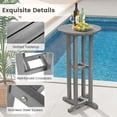 thumbnail image 4 of Gymax 21.5'' Round Bar Table Patio HDPE Bar Height Dining Table w/ Slatted Tabletop Grey, 4 of 8