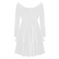 thumbnail image 4 of Pompotops Robe de Soirée Femme Mode Aguichant Élégante Col en V Profond Couleur Unie Manches Longues à Volants, 4 of 5