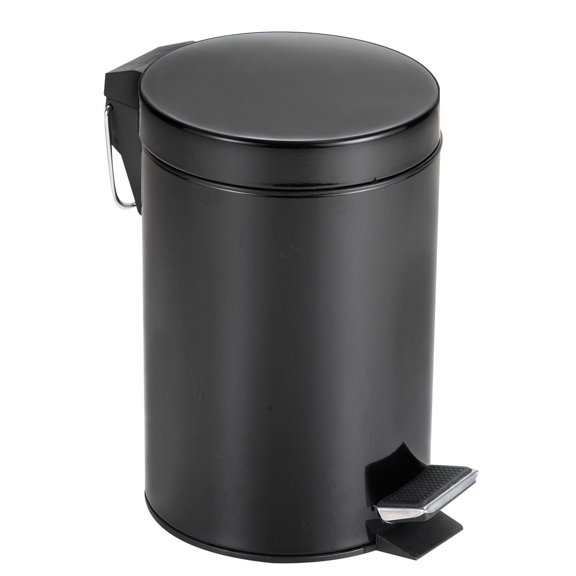 Mainstays 5 Litre Stainless Steel Step Bin, Removable Liner, 8' X 11', Black with a convenient carry handle