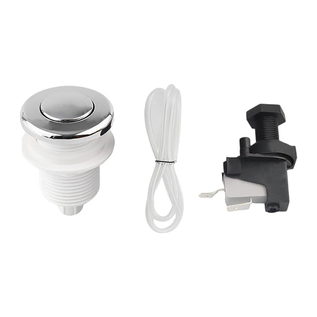 pitrice Air Switch Kits Portable Cordless on Off Push Button Switch Pneumatic Switch 32mm argent Silver 32mm