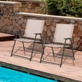 thumbnail image 2 of Costway 2 pcs Patio Folding Sling Dining Chairs Armrests Steel Frame Outdoor Beige, 2 of 8