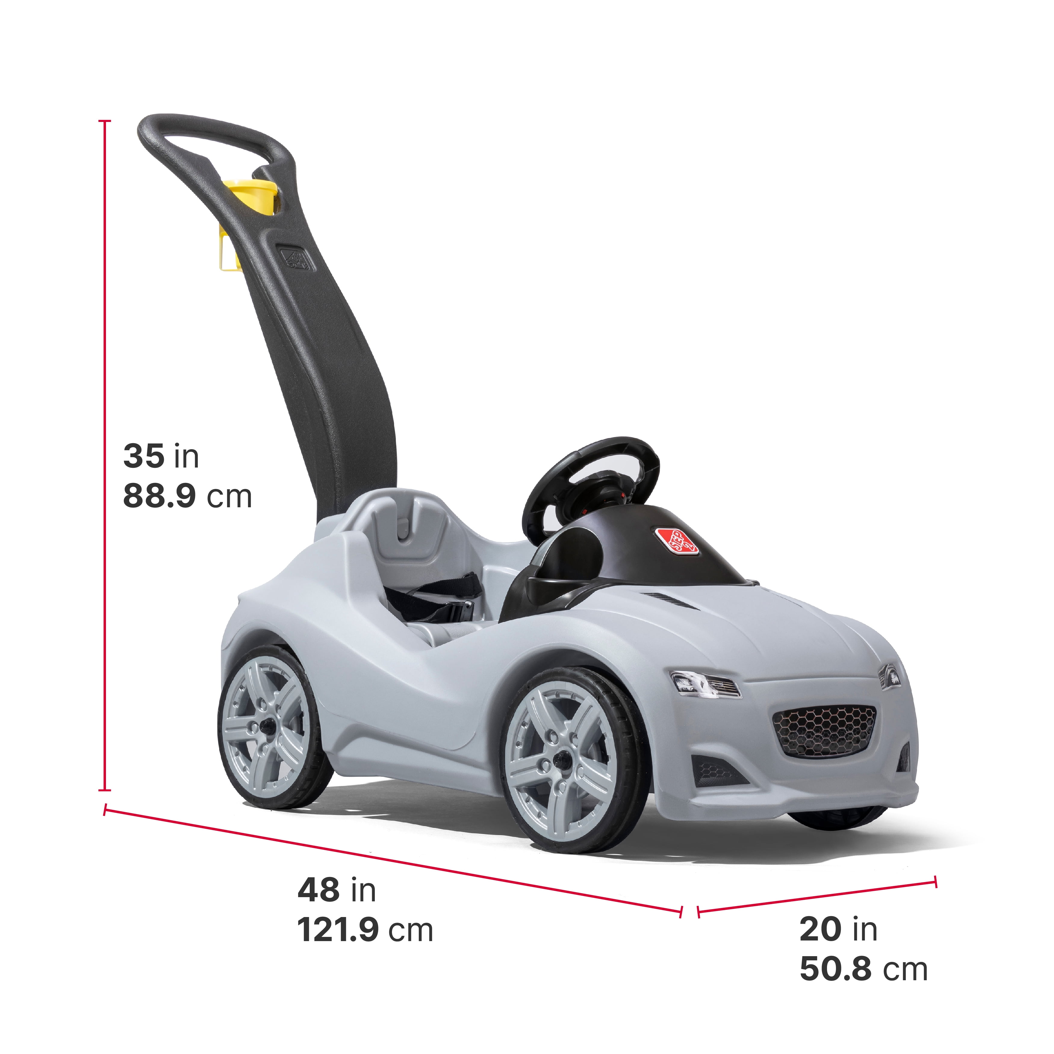 Step2 Whisper Ride Cruiser – Jouet porteur à pousser gris pour tout-petits, de 18 mois à 4 ans