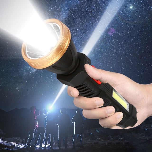 Dvkptbk Lampe de Poche à Main Lampe de Poche Led Extérieur Longue Portée Lampe de Poche Portable Rapide avec Lumières Latérales Cob Lampe de Poche Camping et Randonnée