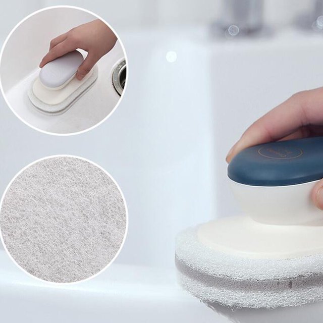 COMPUKAS 2Pcs Wash Sponge with Handle Dark Blue Kitchen Accessory Soft Absorbent Sponge Scrubbers