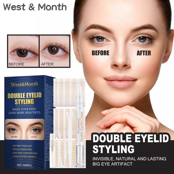 EGNMCR Eyelid Tape 480 Eyelid Lifting Strips Instant Invisible Double Eyelid Tape For Heavy Hooded And Sagging Single Eyelid Big Eye Tool Fork Bar And Tweezers double eyelid sticker