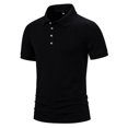 thumbnail image 3 of LSLJS Men Casual Solid Button Short Sleeve Lapel Collar Pullover T Shirt Tops, Mens Shirts Summer Clothes, 3 of 8