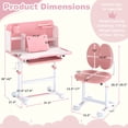 thumbnail image 3 of Costway Kid's Study Desk & Chair Set with Tilt Desktop, Pen Holder & Tray, Reading Stand Pink, 3 of 10