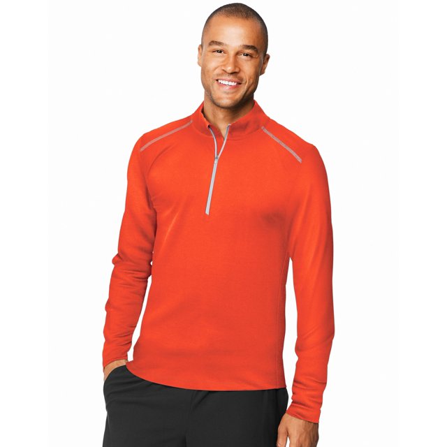 Hanes Mens Sport X-Temp Performance Quarter-Zip Sweatshirt, L, Sunset Orange