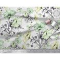 thumbnail image 3 of Soimoi Poly Georgette Fabric Leaves & Anemone Flower Print Fabric by The Yard 52 Inch Wide, 3 of 3