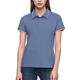 thumbnail image 2 of FRSASU Polos pour Femmes à Manches Courtes, Boutons, Col à Revers, Hauts d'Été, Tenue de Bureau Décontractée, T-Shirts Basiques, Bleu, TG (TG), 2 of 5