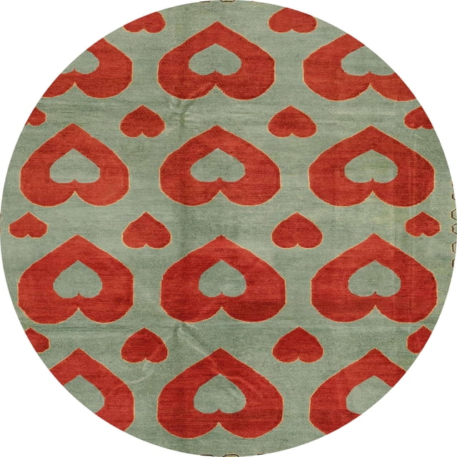 Ahgly Company Tapis d'Intérieur Ronds Abstraits Verts Abstraits pour Aire, 4 Pieds Rond