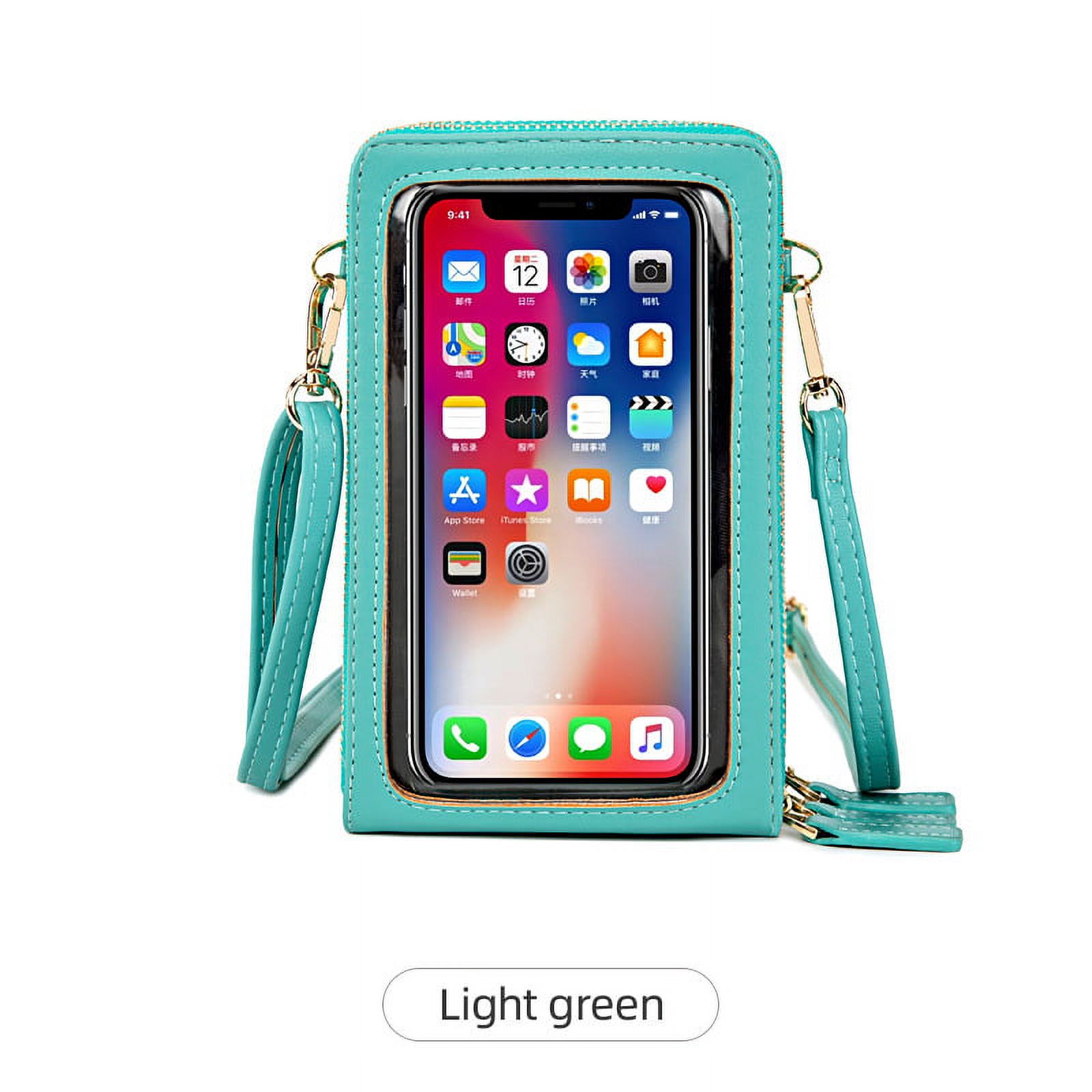 Women and Men Touch Screen Wristlets Purse, RFID Blocking Clutch Wallet Card Holder Cellphone Pocket Light Green