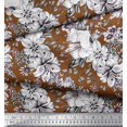 thumbnail image 2 of Soimoi Modal Satin Fabric Leaves & Flower Floral Decor Fabric Printed Yard 42 Inch Wide, 2 of 3