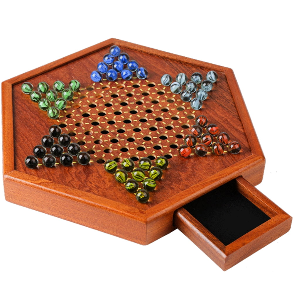 Chinese Checkers Game Set, Portable Board Game Wooden Board Game Wood Checkers Board For Kids And Adults