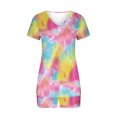 thumbnail image 3 of Ensembles pour Femmes 2 Pcs Tenues 2 Pcs Col en V pour Femmes Manches Courtes Ensemble Deux Pièces Confortable Pyjama de Maison Ensemble de Sport Ensembles Deux Pièces pour Femmes Sorties en Liquidation, 3 of 4