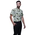 thumbnail image 2 of BESTMAN Chemise en Coton pour Hommes à Manches Courtes Imprimée Col Mandarin Chemise Décontractée, 2 of 5