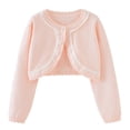 thumbnail image 1 of Besolor Girls Cropped Shrug Cardigan Open Front Long Sleeve Knit Sweaters Button Closure Cover up Tops for Dress, 1 of 7