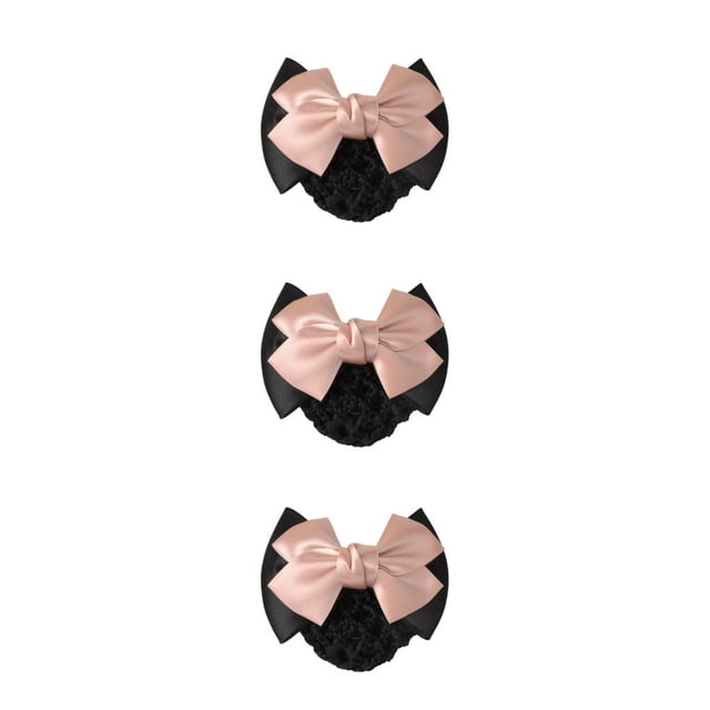 Guardoinrt Wide Application Bow Hair Net For Chic And Professional Appearance Good Gifts Two Bows- light pink 3Set