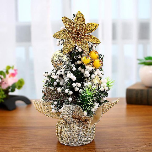 Christmas Decoration Miniature Christmas Tree 20cm, Christmas Tree Mini Artificial Christmas Tree Table Decoration Christmas Table Decoration Golden--(Bmatwk)