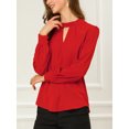thumbnail image 2 of INSPIRE CHIC Women's Keyhole Stand Collar Pleated Back Button Blouse Tops, 2 of 6