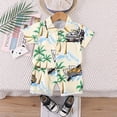 thumbnail image 2 of MIASHUI Toddler Boys Short Sets Tropical Print Button Down Shirt Outfits Boy Clothes,Yellow,6-9 Months, 2 of 3
