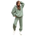 thumbnail image 1 of Innerwin Jogger Set Long Sleeve Ladies Sweatsuits Autumn Plain Loose Fit Two Piece Outfit Green S, 1 of 7