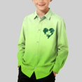 thumbnail image 2 of RXMEKW Chemise à Manches Longues Imprimée de la Saint-Patrick pour Garçons avec Col Rabattu, 95 % Coton 5 % Élasthanne, Vert, 2 of 7