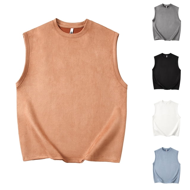 JDQJBZ Débardeurs Sans Manches pour Hommes Imprimé Palmier Coupe Ajustée Col Ras du Cou Hauts de Mise en Forme