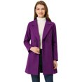thumbnail image 1 of INSPIRE CHIC Women's Double Breasted Lapel Raglan Long Sleeve Mid Length Overcoat, 1 of 6